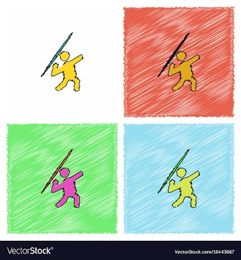 Javelin throwing athlete man - in hatching style vector image