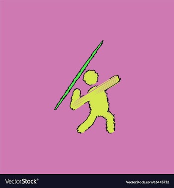 Javelin throwing athlete man - in hatching style vector image