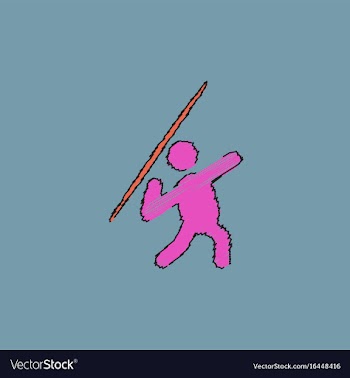 Javelin throwing athlete man - in hatching style vector image