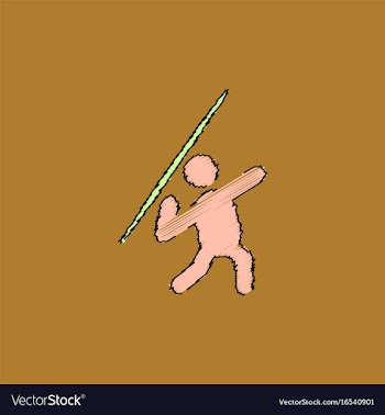 Javelin throwing athlete man - in hatching style vector image