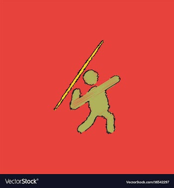 Javelin throwing athlete man - in hatching style vector image