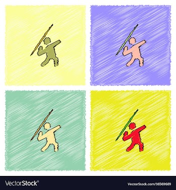 Javelin throwing athlete man - in hatching style vector image