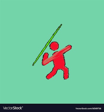 Javelin throwing athlete man - in hatching style vector image