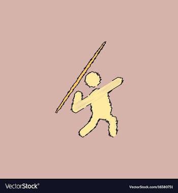 Javelin throwing athlete man - in hatching style vector image