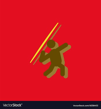 Javelin throwing athlete man - in sticker style vector image