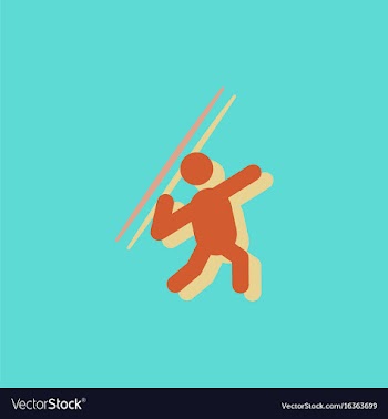 Javelin throwing athlete man - in sticker style vector image