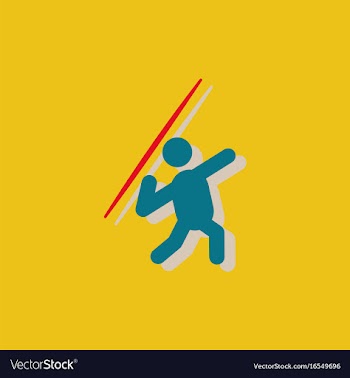Javelin throwing athlete man - in sticker style vector image