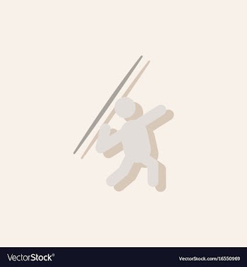 Javelin throwing athlete man - in sticker style vector image