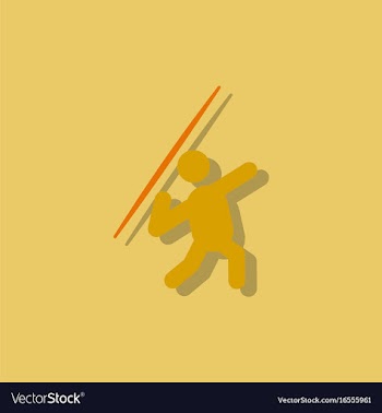 Javelin throwing athlete man - in sticker style vector image