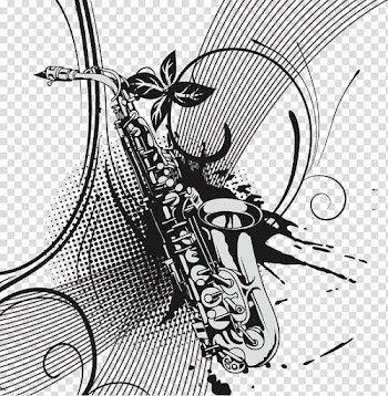 Jazz Saxophone Graphic design, Dynamic saxophone theme material transparent background PNG clipart