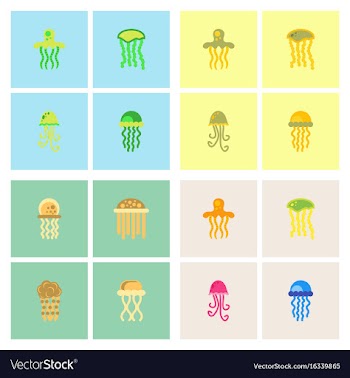 Jellyfish collection vector image