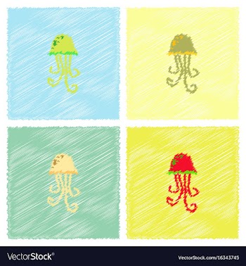 Jellyfish in hatching style vector image