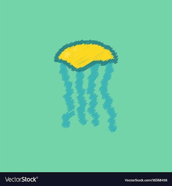 Jellyfish in hatching style vector image