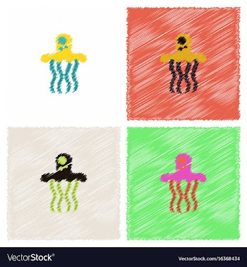 Jellyfish in hatching style vector image