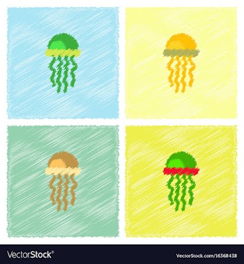 Jellyfish in hatching style vector image