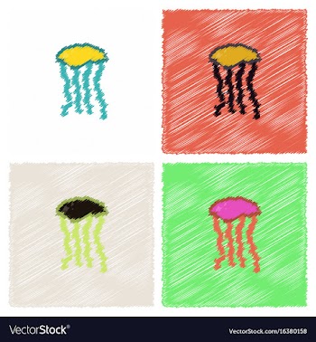 Jellyfish in hatching style vector image