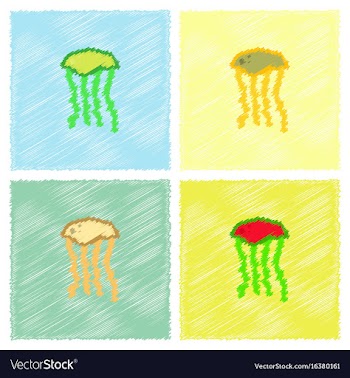 Jellyfish in hatching style vector image