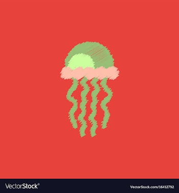 Jellyfish in hatching style vector image
