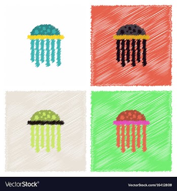 Jellyfish in hatching style vector image