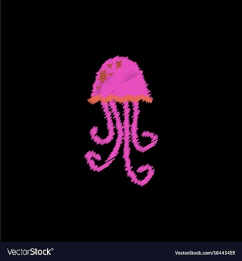 Jellyfish in hatching style vector image