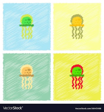 Jellyfish in hatching style vector image