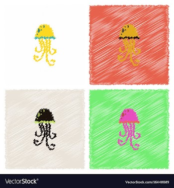 Jellyfish in hatching style vector image