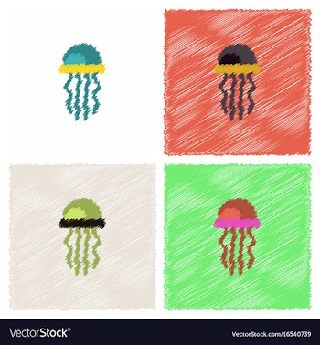 Jellyfish in hatching style vector image