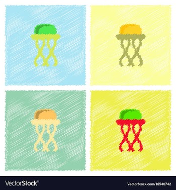 Jellyfish in hatching style vector image