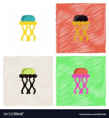 Jellyfish in hatching style vector image