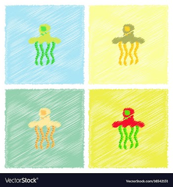 Jellyfish in hatching style vector image