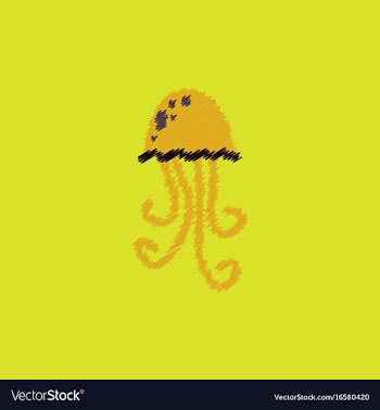 Jellyfish in hatching style vector image