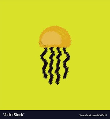 Jellyfish in hatching style vector image