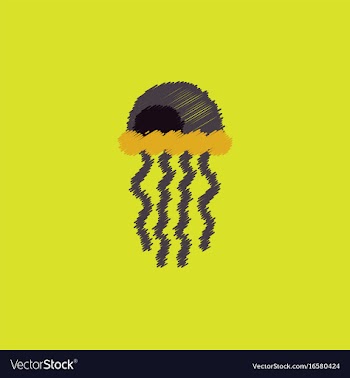 Jellyfish in hatching style vector image