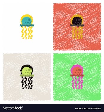 Jellyfish in hatching style vector image