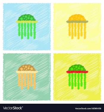 Jellyfish in hatching style vector image