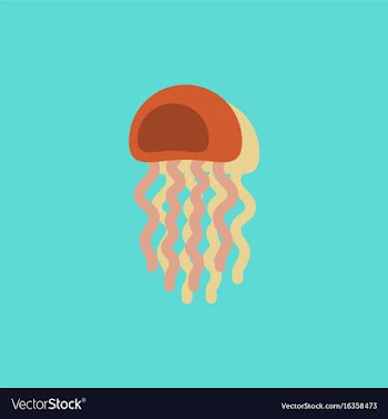 Jellyfish in sticker style vector image