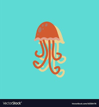 Jellyfish in sticker style vector image