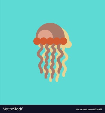 Jellyfish in sticker style vector image