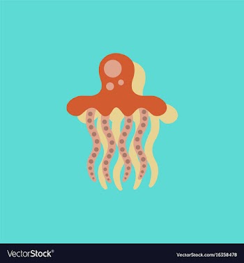 Jellyfish in sticker style vector image
