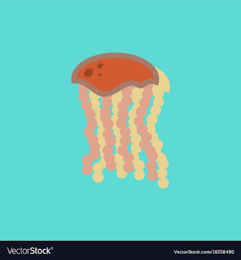Jellyfish in sticker style vector image
