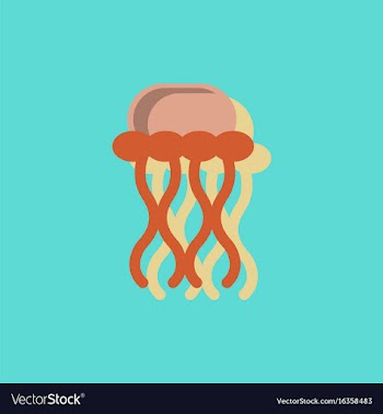 Jellyfish in sticker style vector image