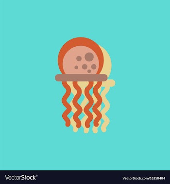 Jellyfish in sticker style vector image
