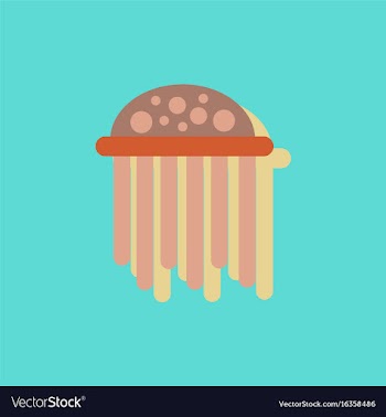 Jellyfish in sticker style vector image