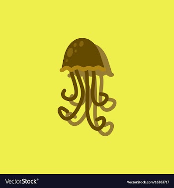 Jellyfish in sticker style vector image