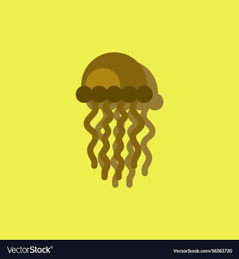 Jellyfish in sticker style vector image