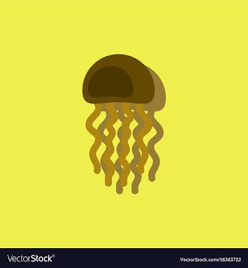 Jellyfish in sticker style vector image