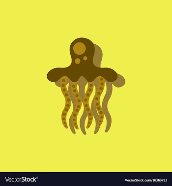 Jellyfish in sticker style vector image