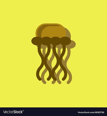 Jellyfish in sticker style vector image