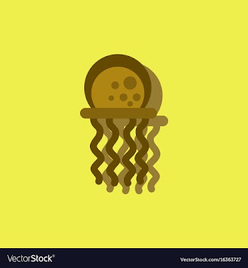 Jellyfish in sticker style vector image