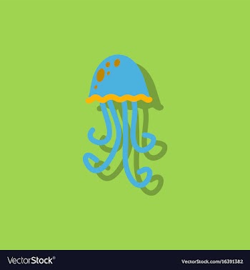 Jellyfish in sticker style vector image
